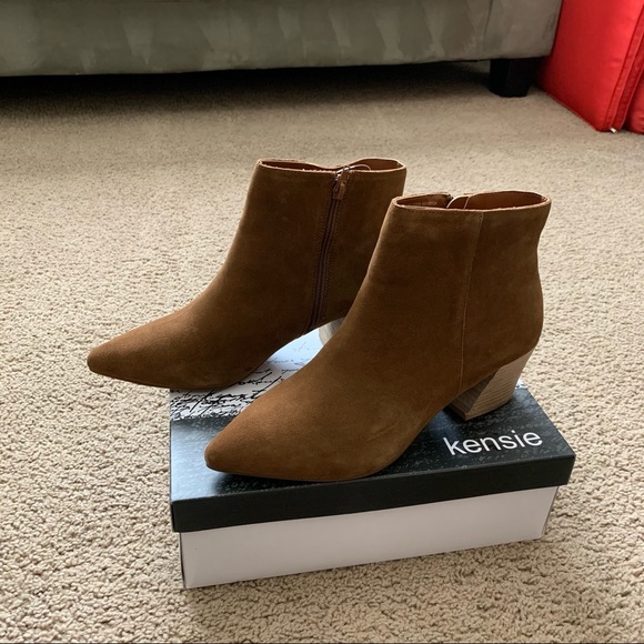 NEW Kensie Brown Suede Heeled Booties - Picture 7 of 14